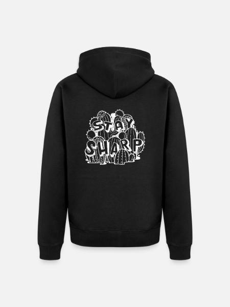 Stay Sharp | Cool Cactus Illustration Design - Uniseks Premium bio ziphoodie - zwart