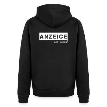 ANZEIGE IST RAUS - Unisex Premium Bio Zip Hoodie - Schwarz - Hinten - Nico (187cm)