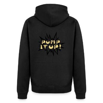 Pump it up - Unisex Premium Bio Zip Hoodie - Schwarz - Hinten - Nico (187cm)