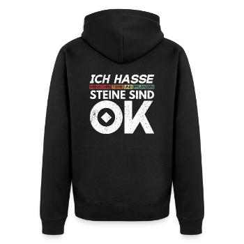 Hasse Menschen Tiere Pflanzen Steine OK Humor Fun - Unisex Premium Bio Zip Hoodie - Schwarz - Hinten - Nico (187cm)