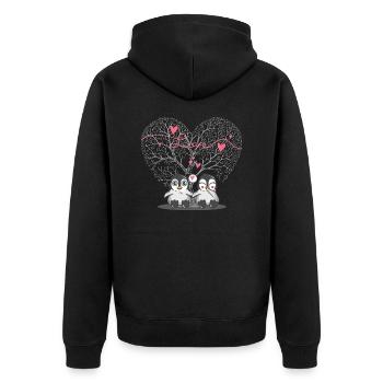 True Love illustré par de jolis pingouins - Veste à capuche bio Premium Unisexe - noir - Dos - Nico (187cm)
