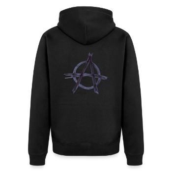 Anarchie - Unisex Premium Bio Zip Hoodie - Schwarz - Hinten - Nico (187cm)