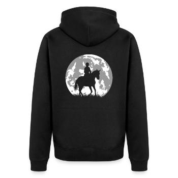 pleine lune et cheval - cavalier et équitation - Veste à capuche bio Premium Unisexe - noir - Dos - Nico (187cm)