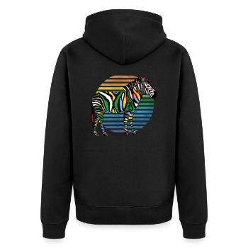 Zebra - Unisex Premium Bio Zip Hoodie - Schwarz - Hinten - Nico (187cm)