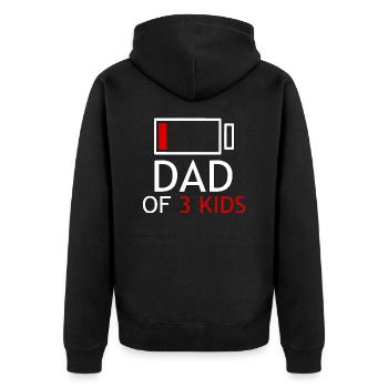 dad of 3 kids - Unisex Premium Organic Zip Hoodie - black - Back - Nico (187cm)