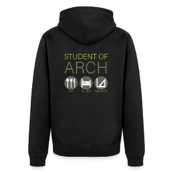 Architektur Student - Eat Sleep Project - Unisex Premium Bio Zip Hoodie - Schwarz - Hinten - Nico (187cm)