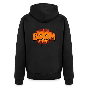 Boom halftone Comic Style - Unisex Premium Bio Zip Hoodie - Schwarz - Hinten - Nico (187cm)