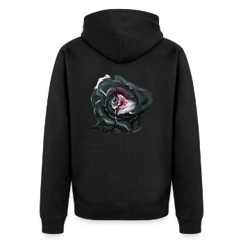 Schwarze Rose - Unisex Premium Bio Zip Hoodie - Schwarz - Hinten - Nico (187cm)