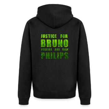 Justice for Bruno and Philips - Unisex Premium Organic Zip Hoodie - black - Back - Nico (187cm)