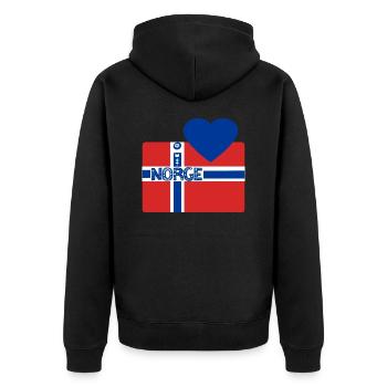 Norwegen - Unisex Premium Bio Zip Hoodie - Schwarz - Hinten - Nico (187cm)