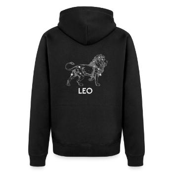 Sternbild Löwe - Unisex Premium Bio Zip Hoodie - Schwarz - Hinten - Nico (187cm)