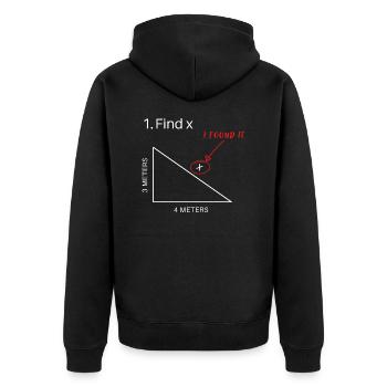 Find X I Found It Funny Math Pun Funny Find X - Unisex Premium Organic Zip Hoodie - black - Back - Nico (187cm)
