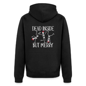 Christmas Dancing Skeleton Santa Dead - Unisex Premium Bio Zip Hoodie - Schwarz - Hinten - Nico (187cm)