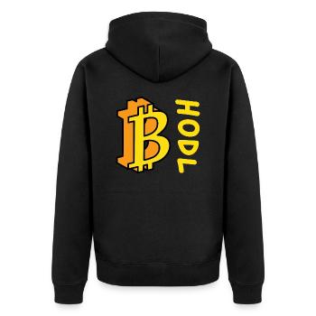 Bitcoin BTC HODL Comics Style - Unisex Premium Organic Zip Hoodie - black - Back - Nico (187cm)