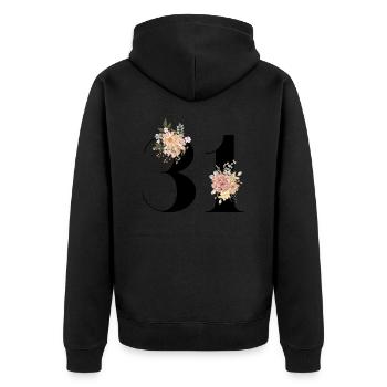 Blumen zum 31-jährigen Jubiläum (Geschenk von 31 Jahren) - Unisex Premium Bio Zip Hoodie - Schwarz - Hinten - Nico (187cm)