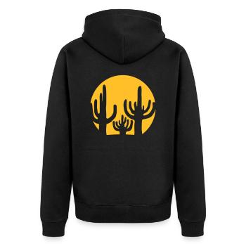 Round Silhouette Cactus Sun - Unisex Premium Organic Zip Hoodie - black - Back - Nico (187cm)