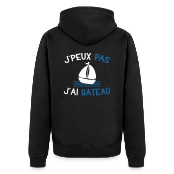 Je peux pas j'ai bateau cadeau humour marin homme - Veste à capuche bio Premium Unisexe - noir - Dos - Nico (187cm)