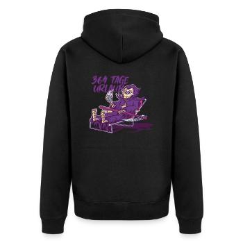 Lustiges Skelett Tod Halloween Kostüm Design 2022 - Unisex Premium Bio Zip Hoodie - Schwarz - Hinten - Nico (187cm)