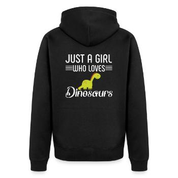 Dinosaurs 9 - Unisex Premium Bio Zip Hoodie - Schwarz - Hinten - Nico (187cm)