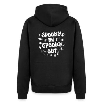 spooky in spooky out halloween - Unisex Premium Organic Zip Hoodie - black - Back - Nico (187cm)
