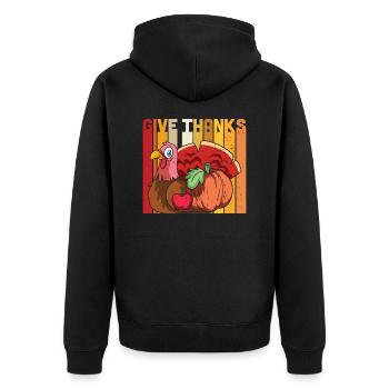 give thanks - Funny Turkey - Veste à capuche bio Premium Unisexe - noir - Dos - Nico (187cm)