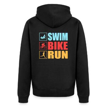 Swim Bike Run Triathlon Triathlete - Unisex Premium Organic Zip Hoodie - black - Back - Nico (187cm)