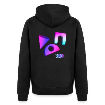 3D - Unisex Premium Bio Zip Hoodie - Schwarz - Hinten - Nico (187cm)