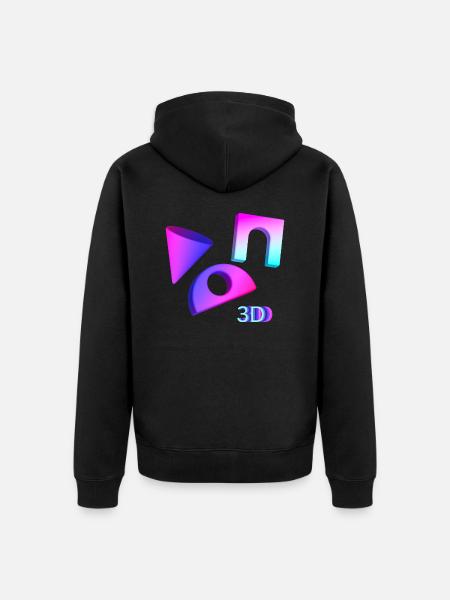 3D - Unisex Premium Bio Zip Hoodie - Schwarz