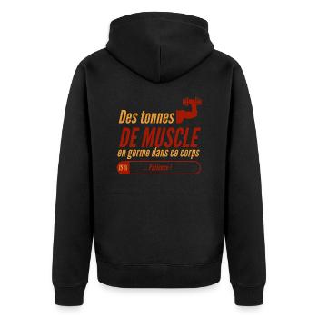 Des tonnes de muscle en germe dans ce corps - Veste à capuche bio Premium Unisexe - noir - Dos - Nico (187cm)