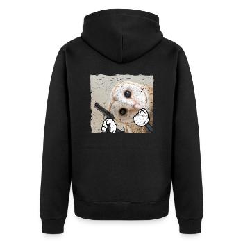 Eule bewaffnet Birds Vogel Gangster - Unisex Premium Bio Zip Hoodie - Schwarz - Hinten - Nico (187cm)