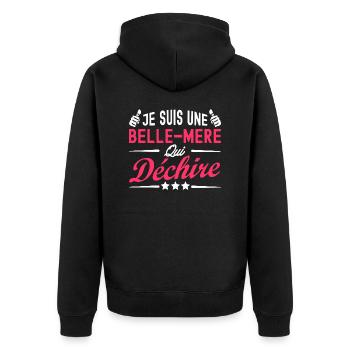 belle-mère qui déchire / humour belle-mère - Veste à capuche bio Premium Unisexe - noir - Dos - Nico (187cm)
