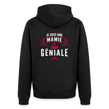 mamie géniale / cadeau humour mamie - Veste à capuche bio Premium Unisexe - noir - Dos - Nico (187cm)