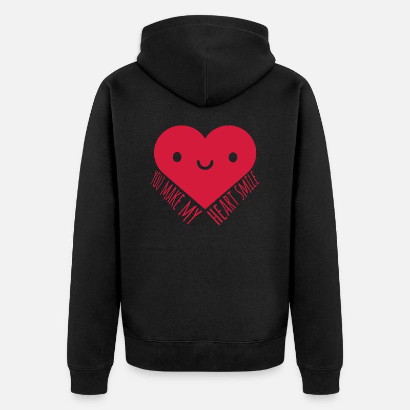 make my heart smile - Unisex Premium Bio Zip Hoodie - Schwarz