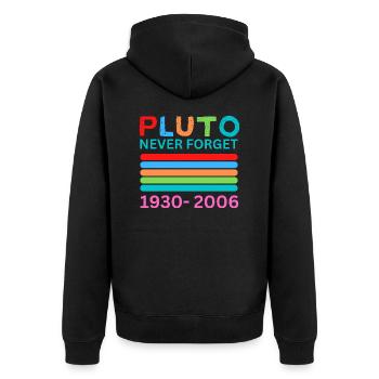 Pluto Never Forget Retro Space Science Pluto Desig - Unisex Premium Organic Zip Hoodie - black - Back - Nico (187cm)