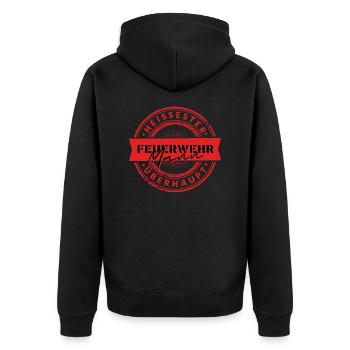 Heißester Feuerwehrmann Spruch Feuerwehrmänner - Unisex Premium Bio Zip Hoodie - Schwarz - Hinten - Nico (187cm)
