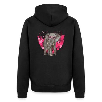cœurs d’éléphants Saint-Valentin Amoureux des éléphants - Veste à capuche bio Premium Unisexe - noir - Dos - Nico (187cm)