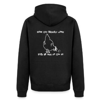Blindes Huhn - Unisex Premium Bio Zip Hoodie - Schwarz - Hinten - Nico (187cm)