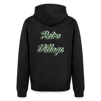 Retro village - Unisex Premium Bio Zip Hoodie - Schwarz - Hinten - Nico (187cm)