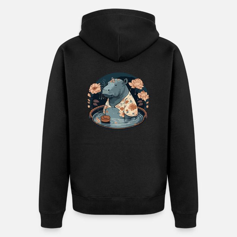 Nilpferd 2 - Unisex Premium Bio Zip Hoodie - Schwarz