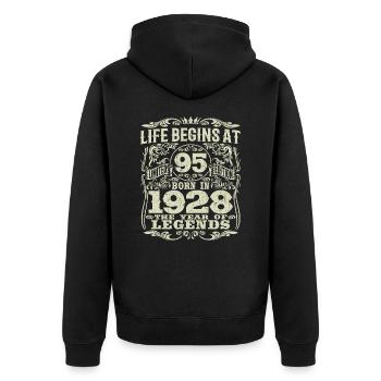 95 years old - birthday 1928 - born in 1928 - Unisex Premium Organic Zip Hoodie - black - Back - Nico (187cm)