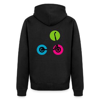 E-Scooter Scooter - Unisex Premium Organic Zip Hoodie - black - Back - Nico (187cm)