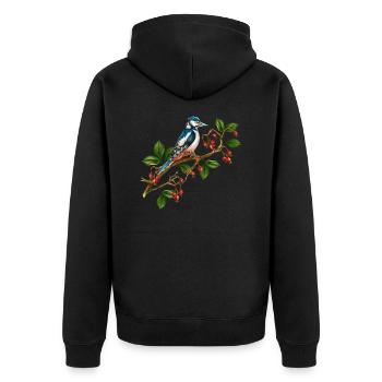 Bunter Vogel - Unisex Premium Bio Zip Hoodie - Schwarz - Hinten - Nico (187cm)