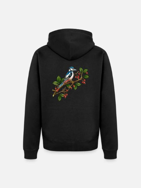 Bunter Vogel - Unisex Premium Bio Zip Hoodie - Schwarz