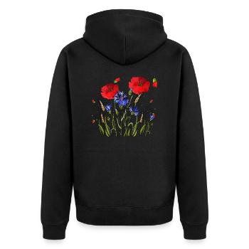 Flowers - Unisex Premium Organic Zip Hoodie - black - Back - Nico (187cm)