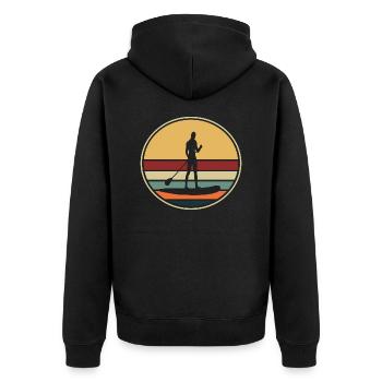 Stand Up Paddling SUP Vintage Geschenk - Unisex Premium Bio Zip Hoodie - Schwarz - Hinten - Nico (187cm)