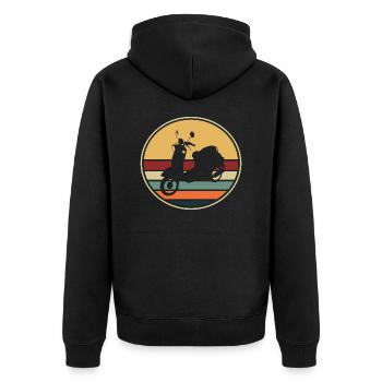 Motorroller Mofa Retro Moped - Unisex Premium Bio Zip Hoodie - Schwarz - Hinten - Nico (187cm)