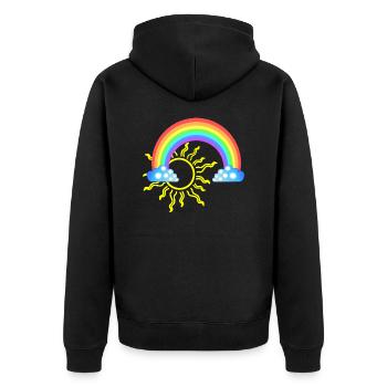 Regenbogen - Unisex Premium Bio Zip Hoodie - Schwarz - Hinten - Nico (187cm)
