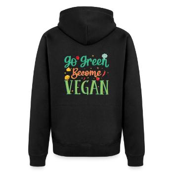 GO GREEN VEGAN - Unisex Premium Bio Zip Hoodie - Schwarz - Hinten - Nico (187cm)