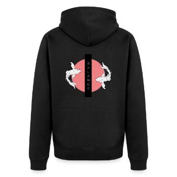 balance - Unisex Premium Bio Zip Hoodie - Schwarz - Hinten - Nico (187cm)