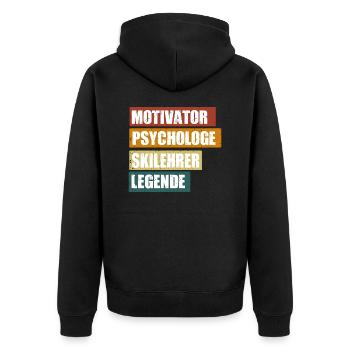 Lustige Skilehrer Sprüche zum Geburtstag - Unisex Premium Bio Zip Hoodie - Schwarz - Hinten - Nico (187cm)
